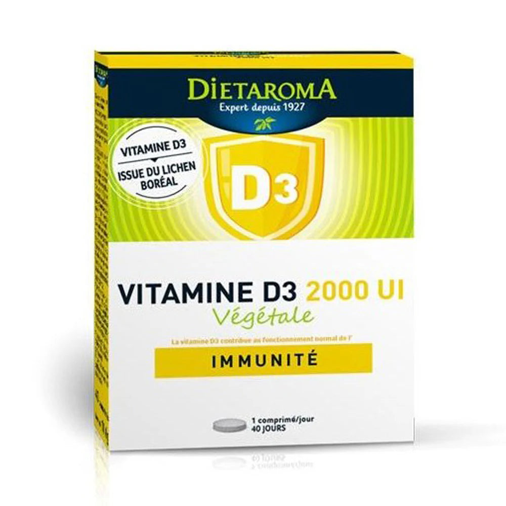 Dietaroma Vitamine D3 2000 UI Végétale 40 Comprimes - ParaZena