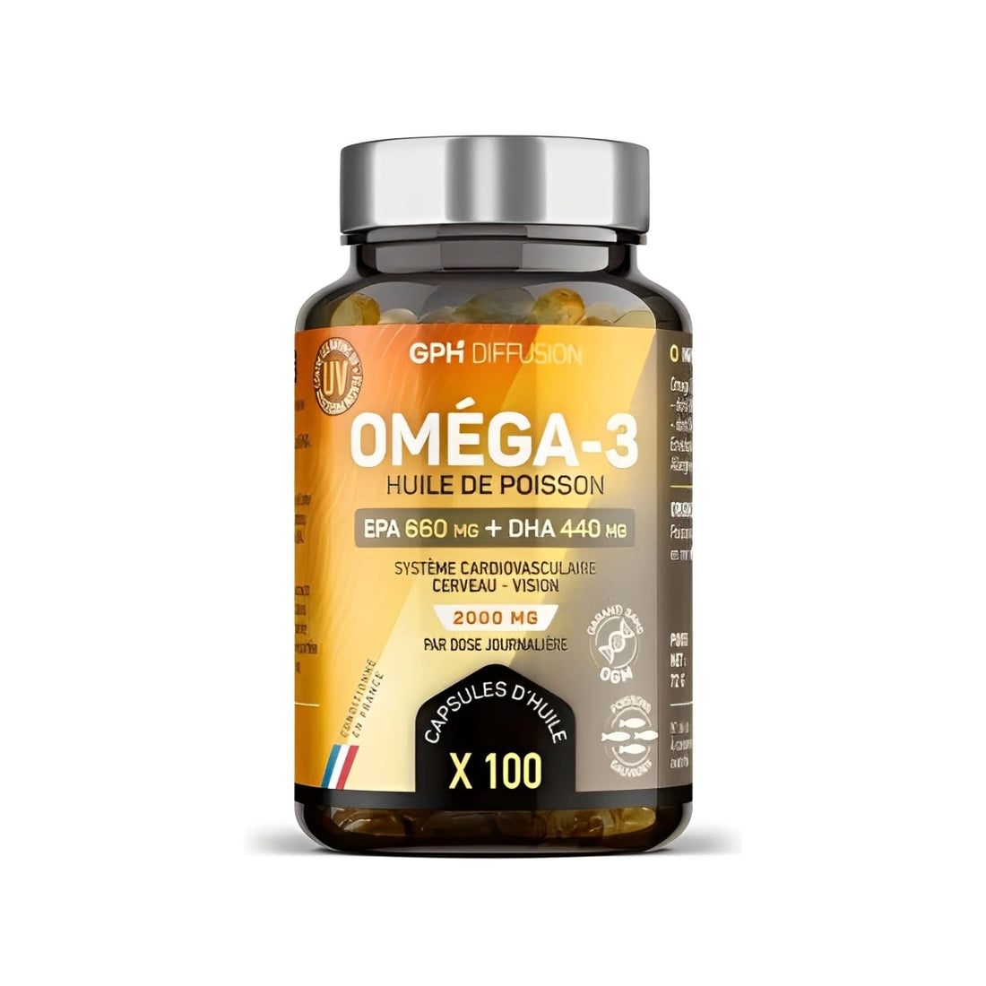 Omega 3 2000mg Huile de Poissons 660mg EPA / 440mg DHA 100 Capsules